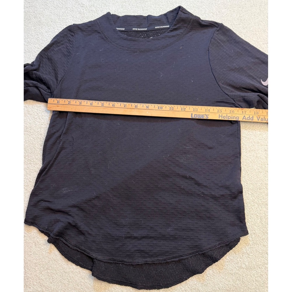 Nike Running Dri-FIT Long Sleeve Mock Neck Shirt Black XS Zip Pocket Thumbhole